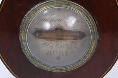 Lot 669 - 19th century banjo-shaped Barometer by Gudgeon, Bury St Edmunds