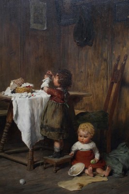 Lot 1117 - Gustav Laeverenz (1851-1901) oil on panel, Mother’s Help. Provenance MacConnell Mason