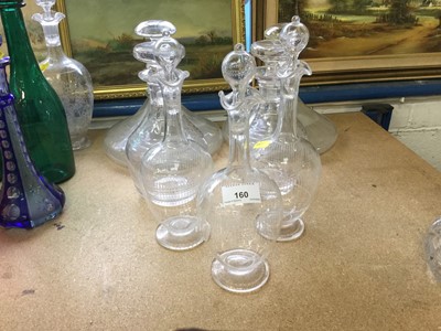 Lot 160 - Pair of ring neck ships decanters, another pair of decanters