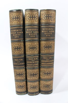 Lot 1098 - David Roberts - Egypt and the Holy Lands, six volumes bound in three, 1855 first edition, with original tooled bindings