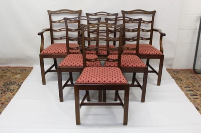 Lot 854 - Set of six 19th century ladder back dining chairs