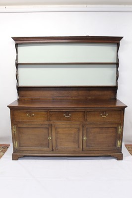 Lot 1233 - 18th century oak high dresser