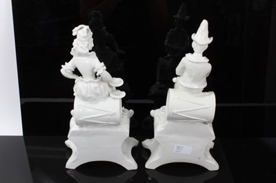Lot 140 - Large pair of 19th century Continental white biscuit porcelain figures
