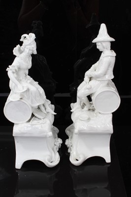 Lot 29 - Large pair of 19th century Continental white biscuit porcelain figures