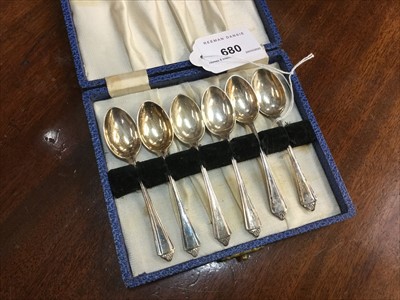 Lot 680 - Six silver coffee spoons in fitted case