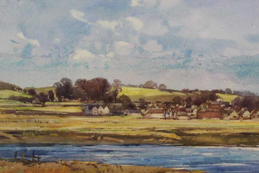 Lot 1120 - George Robert Rushton (1869-1947) watercolour - Iken, Suffolk, in glazed gilt frame, 25cm x 34cm