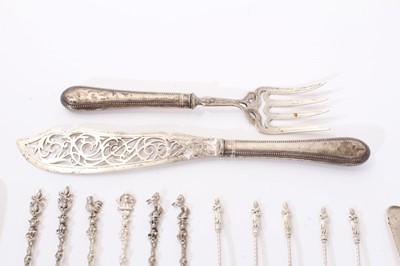 Lot 239 - Pair of Victorian silver fish servers and other flatware
