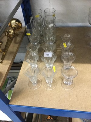 Lot 166 - Group of 19th Century glassware to include slice cut syllabub glasses, wines and others