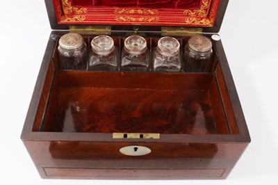 Lot 795 - Victorian rosewood vanity box with fitted Sheffield plate mounted interior