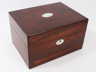 Lot 795 - Victorian rosewood vanity box with fitted Sheffield plate mounted interior