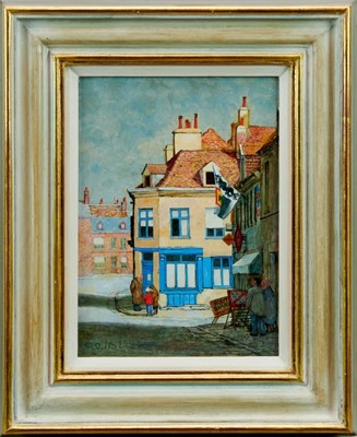 Lot 901 - *Christopher Hall (1930-2016) oil on board, French townscape