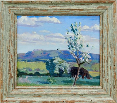 Lot 902 - Christopher Aggs (b1952) oil on board, landscape, signed verso