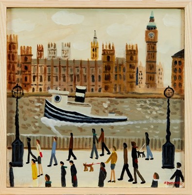 Lot 900 - *Alan Furneaux (b1953) oil on board, London Embankment