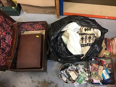 Lot 528 - Two leather cases, textiles and accessories