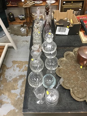 Lot 217 - Quantity of cut glass decanters, wine glasses and other glassware