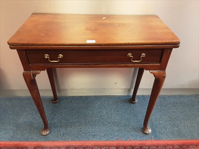 Lot 998 - Georgian mahogany tea table with fold over top and drawer below on turned legs with pad feet