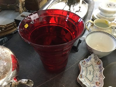 Lot 252 - Good quality large Whitefriars cranberry glass vase by James Powell