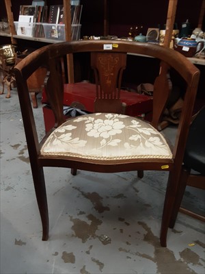 Lot 1005 - Edwardian inlaid tub chair with padded seat