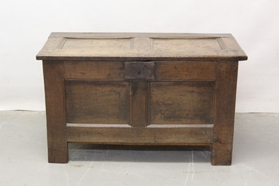 Lot 1282 - 17th century oak coffer, replaced base