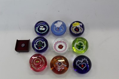 Lot 1008 - Nine Caithness miniature paperweights by Allan Scott together with a Caithness tiepin (10)