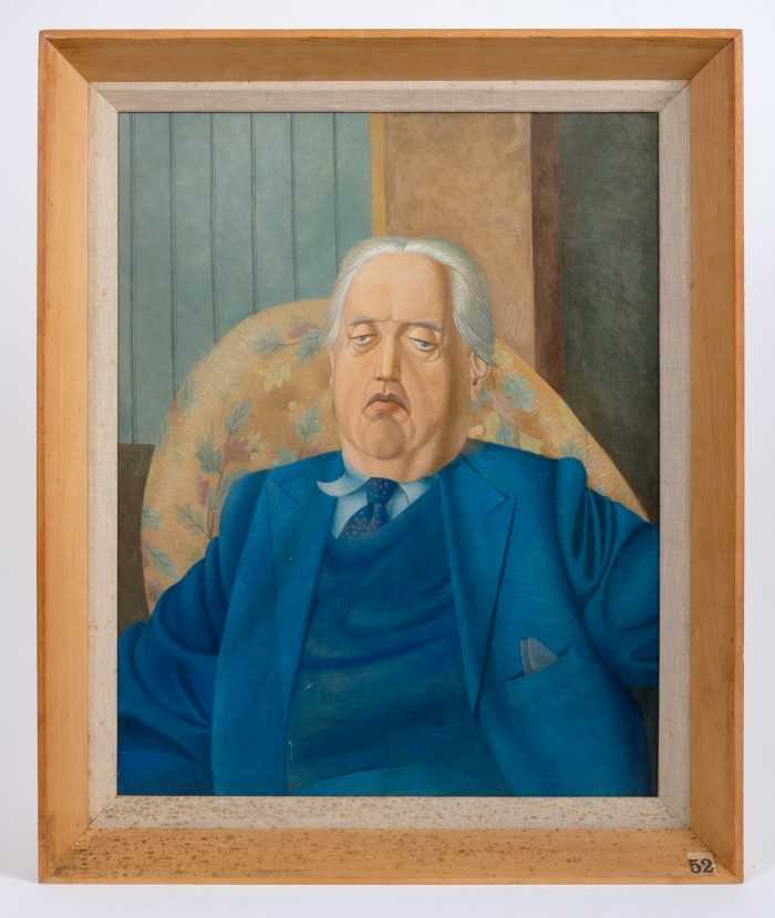 Lot 1170 - Francis Plummer (1930-2019) egg tempera on board - portrait of a gentleman in blue suit, unsigned, framed, 47cm x 37cmExhibited: Royal Academy School Summer 1953