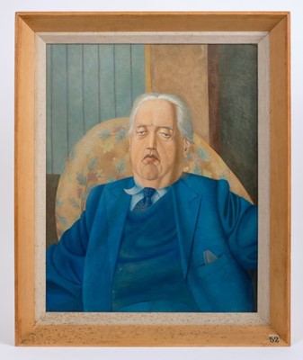 Lot 1170 - Francis Plummer (1930-2019) egg tempera on board - portrait of a gentleman in blue suit, unsigned, framed, 47cm x 37cmExhibited: Royal Academy School Summer 1953