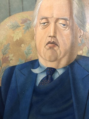 Lot 1170 - Francis Plummer (1930-2019) egg tempera on board - portrait of a gentleman in blue suit, unsigned, framed, 47cm x 37cmExhibited: Royal Academy School Summer 1953