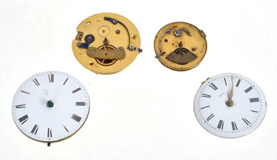 Lot 619 - Four antique pocket watch movements to include a good 18th century verge fusee movement by Charles Naylor of Liverpool, a verge fusee movement by Arthur Bedwell of Colchester, a verge movement by Y...