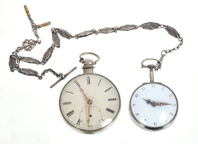 Lot 620 - George III silver pocket watch by Hammond of London, the circular white enamel dial with painted Arabic numerals, the fusee movement with verge escapement, finely pierced balance cock, in silver ca...