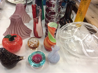 Lot 455 - Group art glass and coloured glass ware vases and ornaments