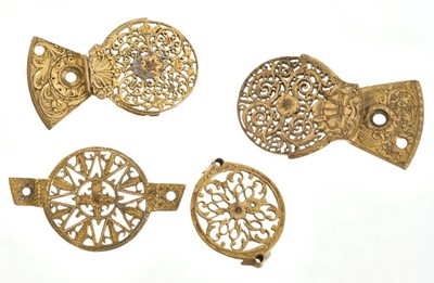 Lot 167 - Collection of 28 Georgian and later brass watch cocks, to include four 18th century finely pierced and engraved watch cocks