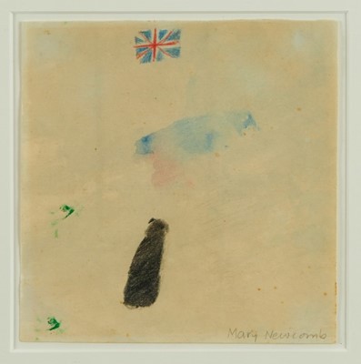 Lot 892 - *Mary Newcomb (1922-2006) watercolour and pencil Dog and Union Jack