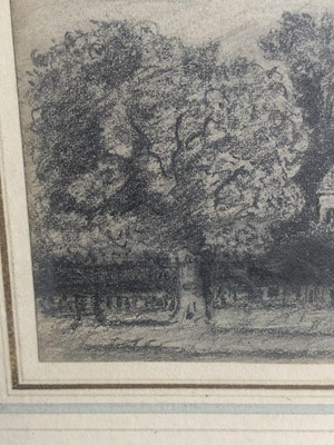 Lot 1023 - Attributed to Lionel Bicknell Constable (1828-1887) pencil drawing - Cottage Among Trees, 9.3cm x 13.3cm