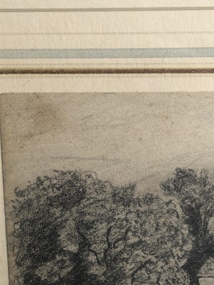 Lot 1023 - Attributed to Lionel Bicknell Constable (1828-1887) pencil drawing - Cottage Among Trees, 9.3cm x 13.3cm