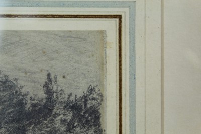 Lot 1023 - Attributed to Lionel Bicknell Constable (1828-1887) pencil drawing - Cottage Among Trees, 9.3cm x 13.3cm