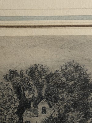 Lot 1023 - Attributed to Lionel Bicknell Constable (1828-1887) pencil drawing - Cottage Among Trees, 9.3cm x 13.3cm