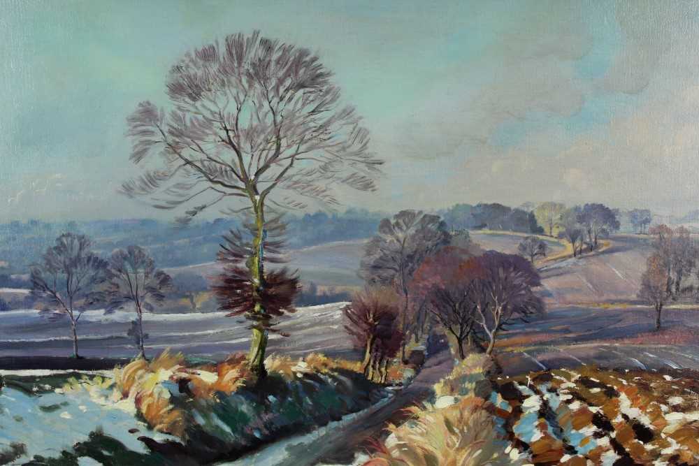 Lot 1164 - Frank Randall Forward (1904-1978) oil on canvas board - extensive winter landscape, signed, framed, 57cm x 83cm