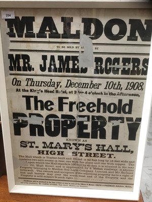 Lot 254 - Edwardian Auction Poster dated 10th December 1908 ..