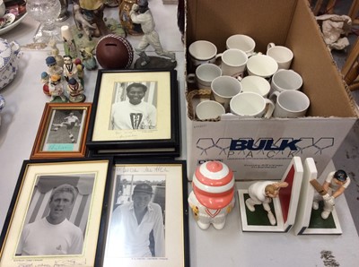 Lot 469 - Signed cricket photographs, cricket related ceramics and group of cricket pictures and prints