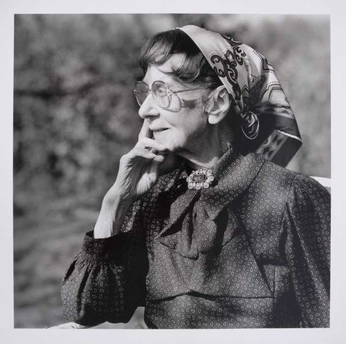 Lot 877 - *Lucinda Douglas-Menzies (b. 1956), signed limited edition black and white bromide fibre based print - Dame Gwen Ffrangcon-Davies at home at Tagley Cottage, Stambourne, March 1990, signed and title...