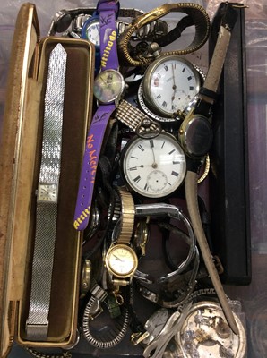 Lot 696 - Group various watches including one silver cased pocket watch