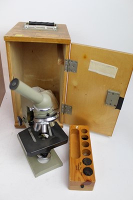 Lot 1977 - Two microscopes in wooden carry cases