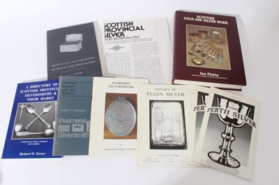 Lot 358 - Books - reference books on Scottish silver to include - 'Provincial Silversmiths of Moray And Their Marks' by G.P. Moss, 'Scottish Gold and Silver Work' by Ian Finlay, 1991, together with five book...