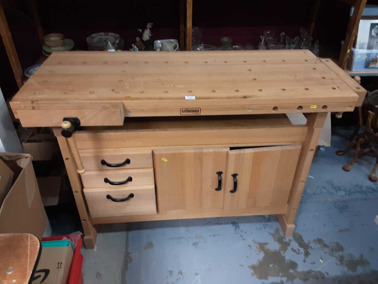 Lot 1056 - Sjobergs of Sweden pine work bench