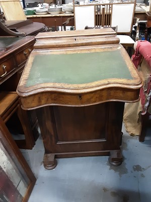 Lot 1061 - Victorian walnut Davenport with leather lined slope and four side drawers