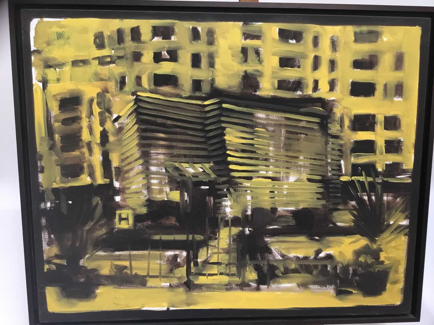 Lot 9 - Keith Roberts (b1960) oil on canvas, signed verso, urban landscape