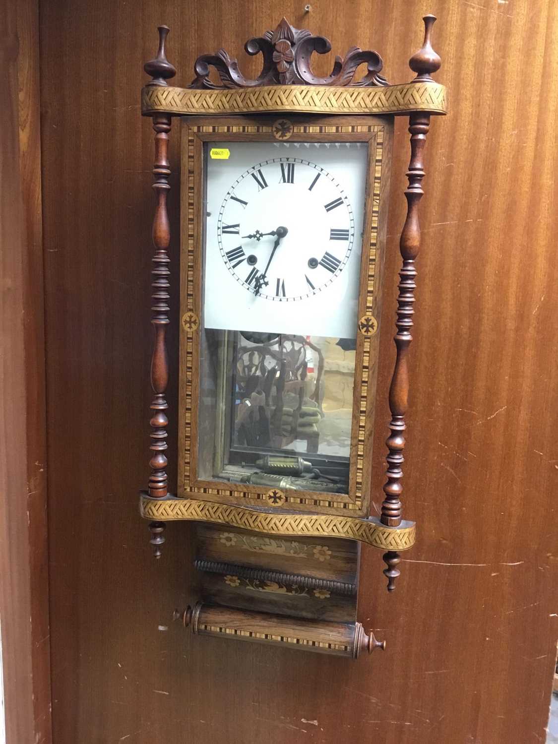 Lot 473 Victorian wall clock with square painted