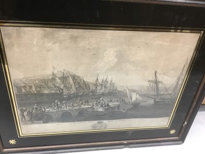 Lot 119 - 19th century naval print in verre eglomise frame, together with a framed floral print