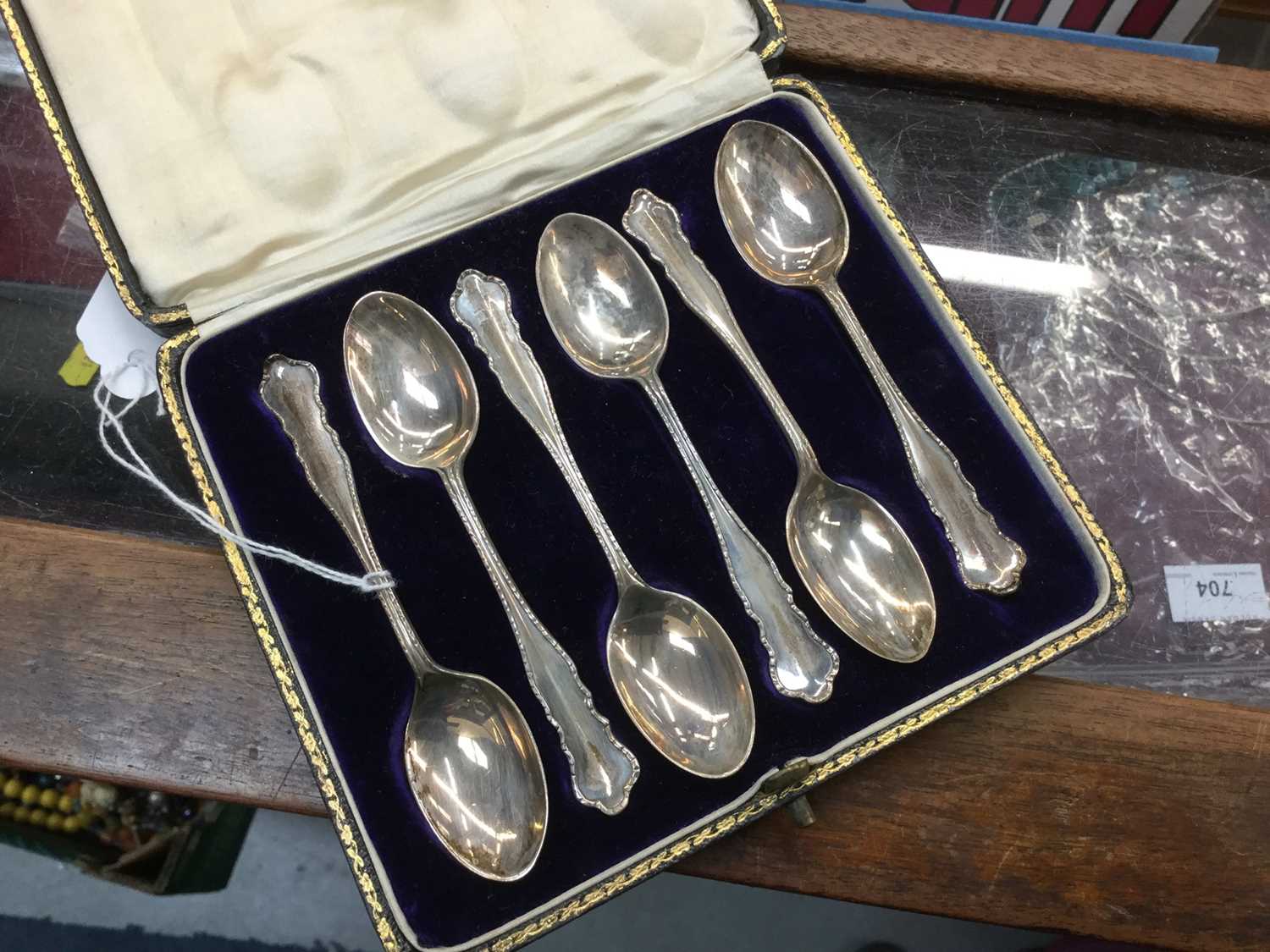 Lot 716 - Cased set of six silver teaspoons in a fitted case