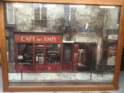 Lot 122 - Decorative print - Cafe Des Amis, glazed frame